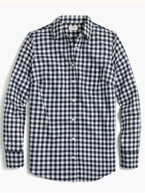 J. Crew Black & White Gingham Signature Fit Button Down Shirt-Large EUC